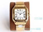 Swiss Grade Cartier Santos Replica Watch Yellow Gold White Dial Watch